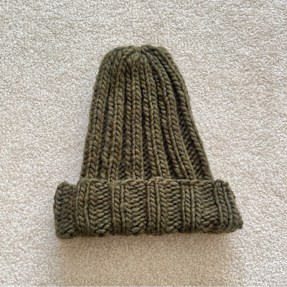 Warm Olive Knit Beanie, Women's Winter Toque, Green Hat, Cozy Accessories